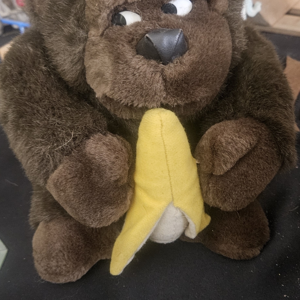 Plush Brown Bear with Yellow Banana